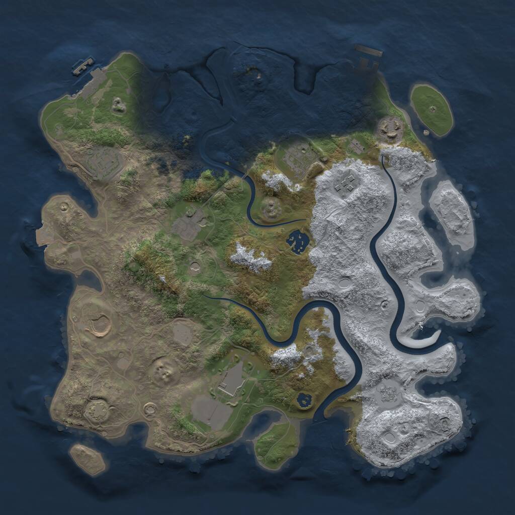 Rust Map: Procedural Map, Size: 3500, Seed: 494241745, 14 Monuments