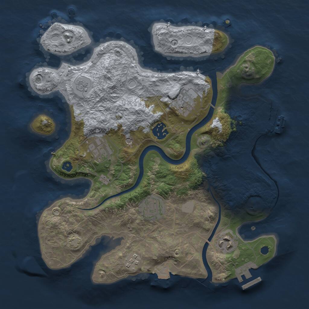 Rust Map: Procedural Map, Size: 3000, Seed: 1245110109, 12 Monuments