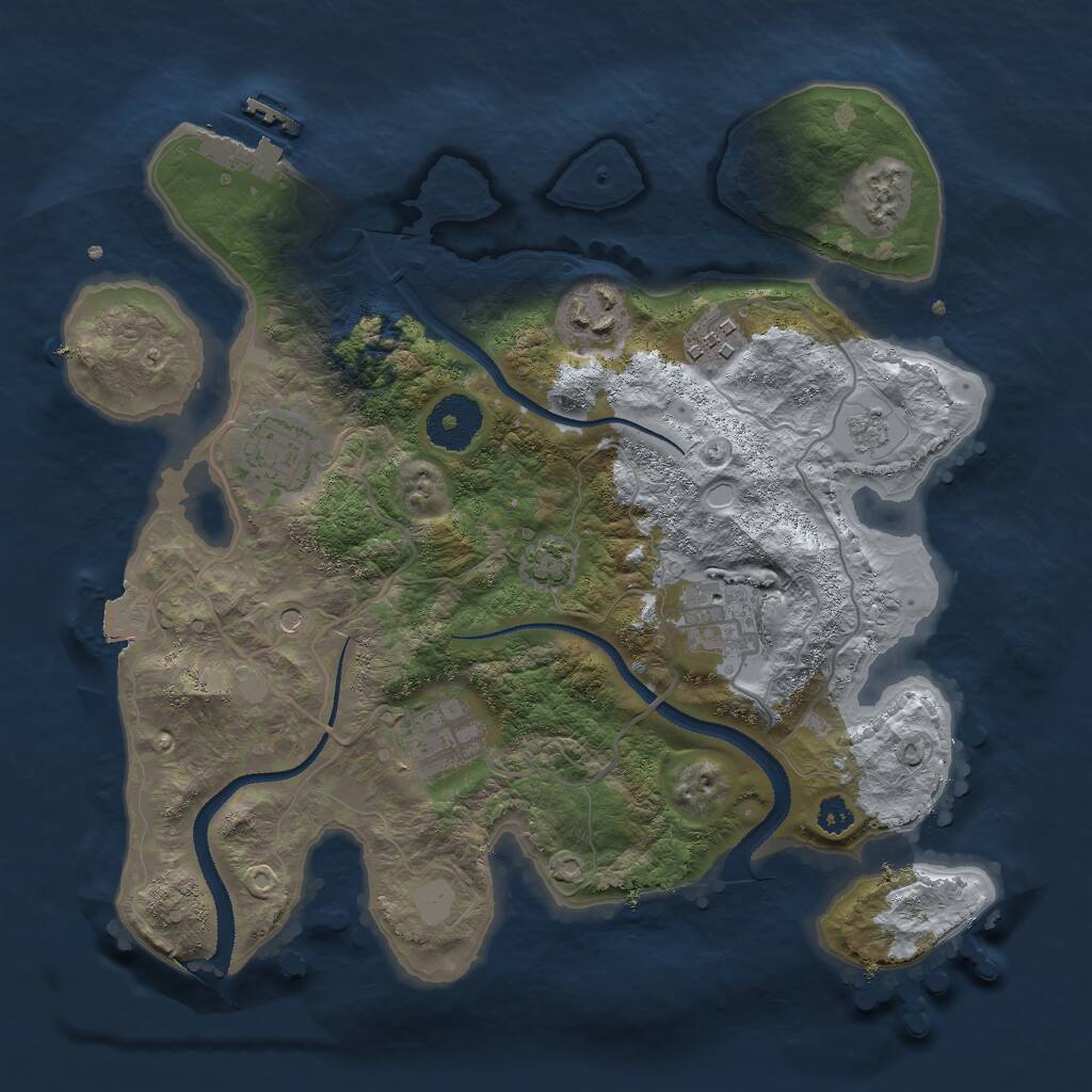 Rust Map: Procedural Map, Size: 3000, Seed: 334781559, 10 Monuments