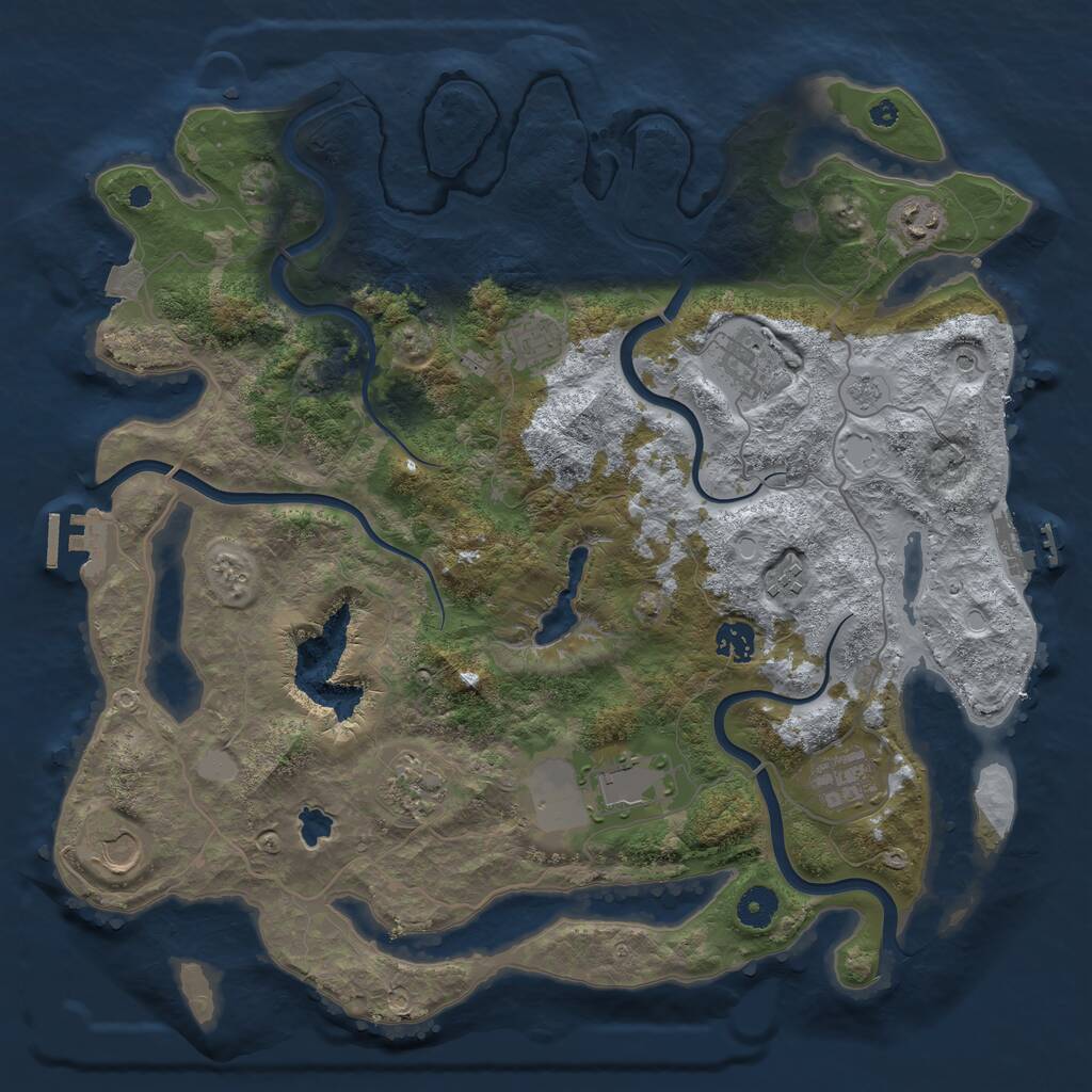 Rust Map: Procedural Map, Size: 4000, Seed: 29076754, 15 Monuments