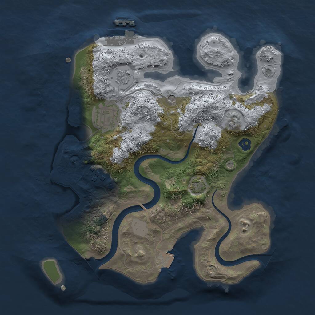 Rust Map: Procedural Map, Size: 2500, Seed: 1140066590, 7 Monuments