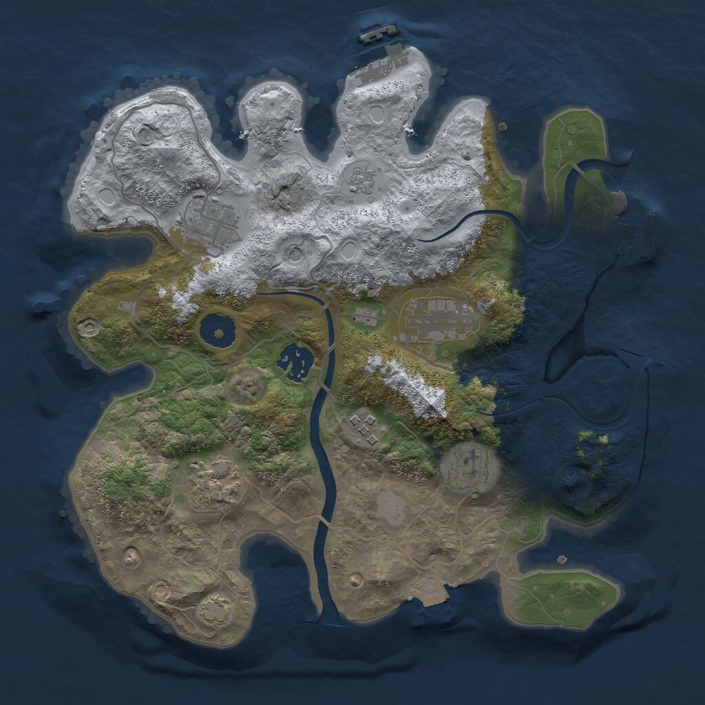 Rust Map: Procedural Map, Size: 3000, Seed: 82345633, 12 Monuments