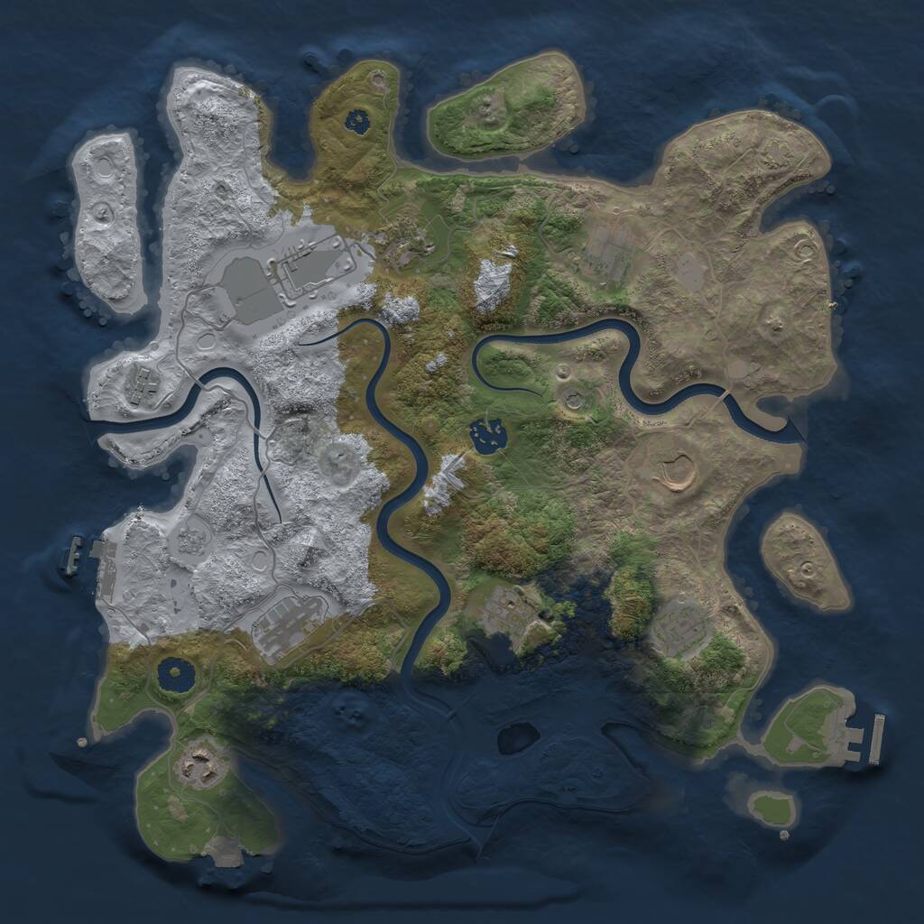 Rust Map: Procedural Map, Size: 3750, Seed: 370246, 16 Monuments
