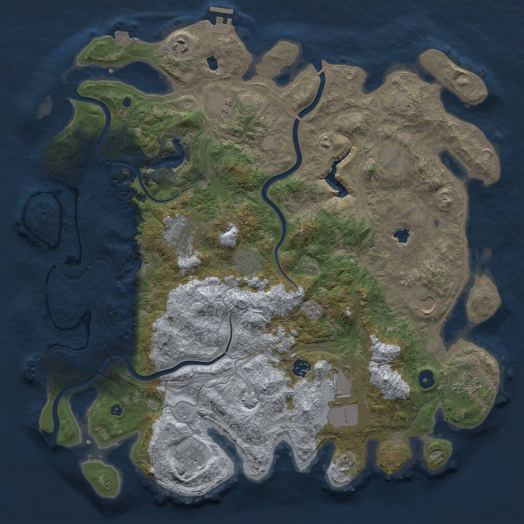 Rust Map: Procedural Map, Size: 4500, Seed: 476663203, 17 Monuments