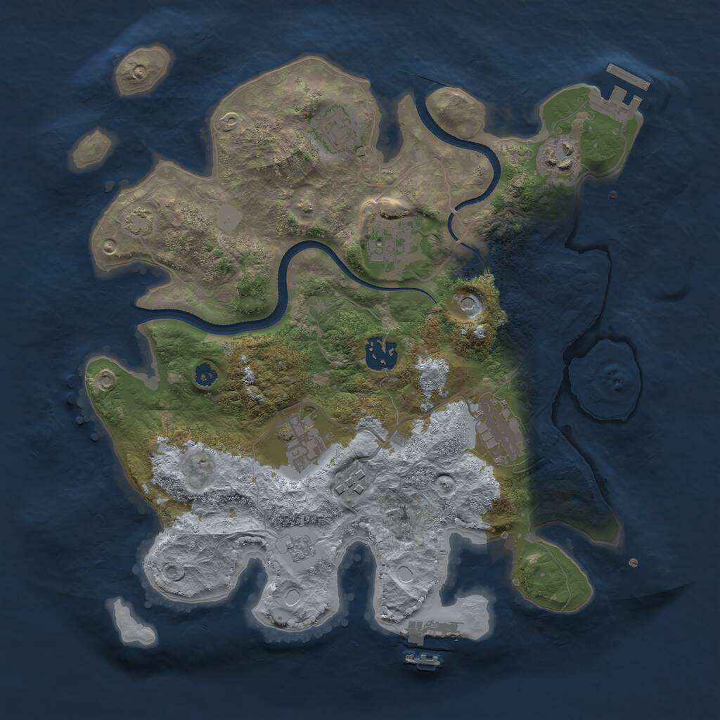 Rust Map: Procedural Map, Size: 3200, Seed: 445693831, 13 Monuments