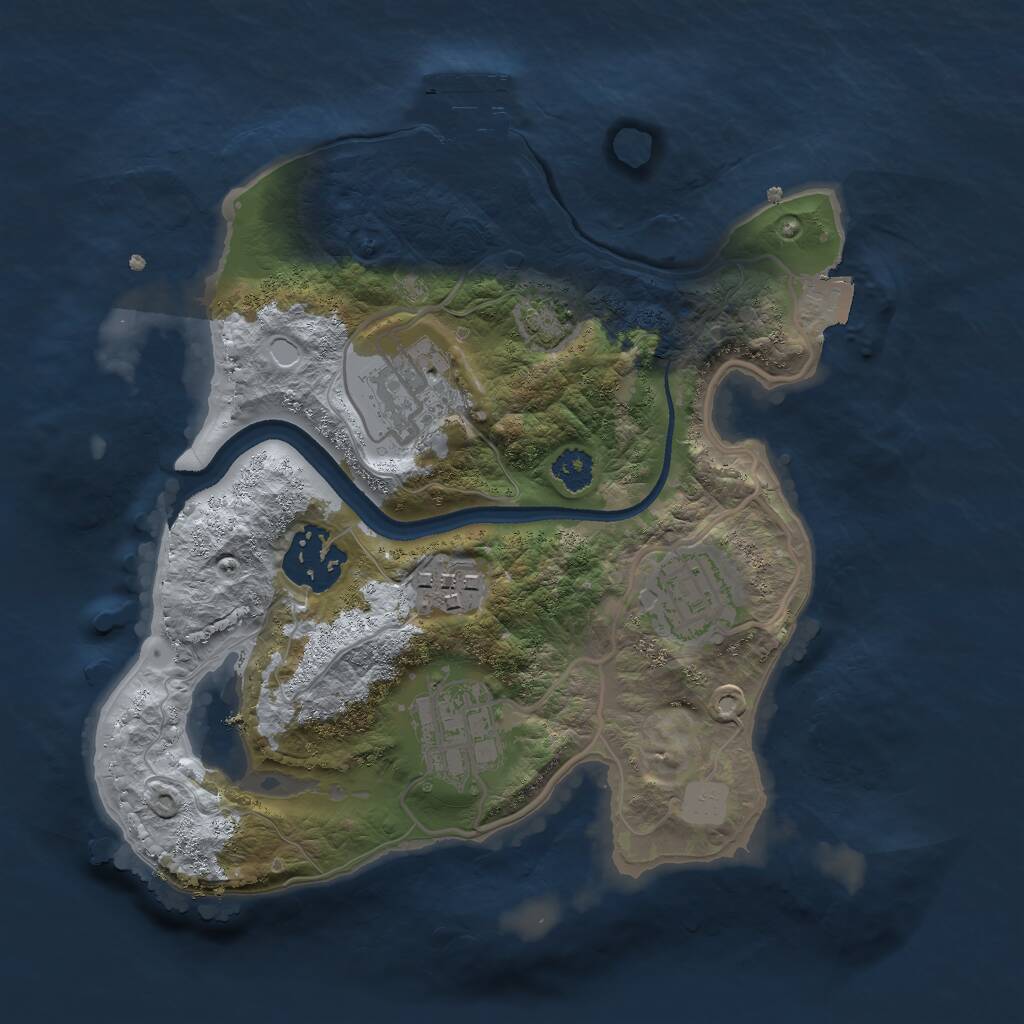 Rust Map: Procedural Map, Size: 2500, Seed: 1675304414, 8 Monuments