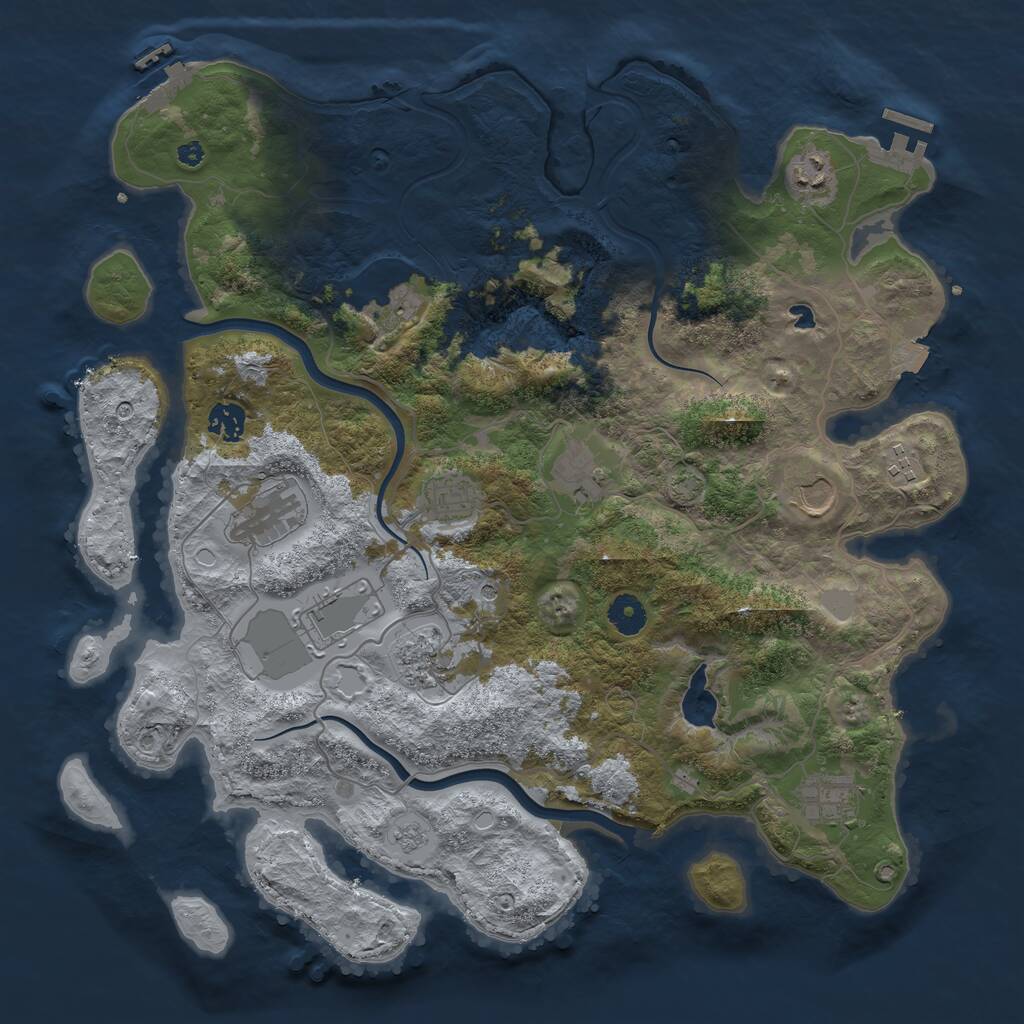 Rust Map: Procedural Map, Size: 4000, Seed: 4644, 17 Monuments