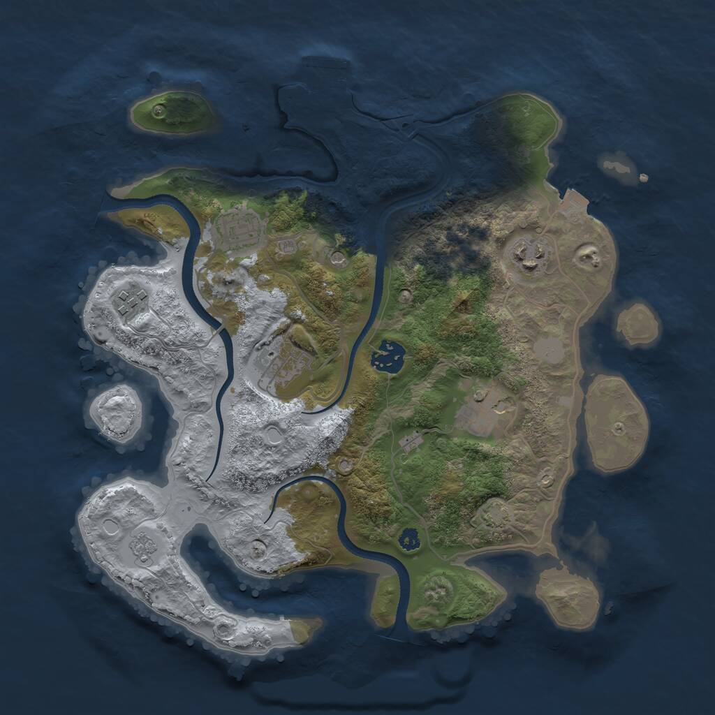 Rust Map: Procedural Map, Size: 3250, Seed: 1712829434, 11 Monuments