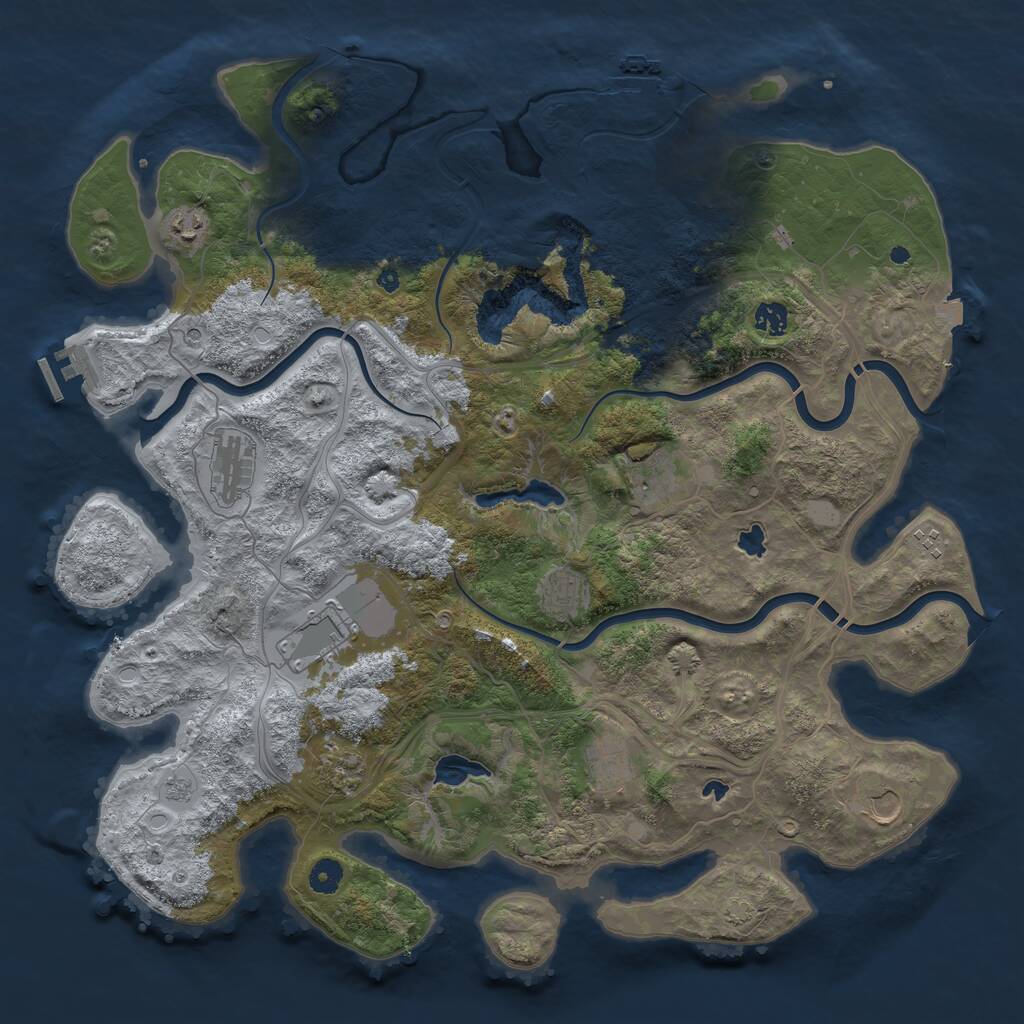 Rust Map: Procedural Map, Size: 4500, Seed: 732563730, 16 Monuments