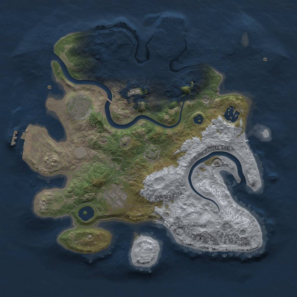 Rust Map: Procedural Map, Size: 3000, Seed: 46112, 9 Monuments