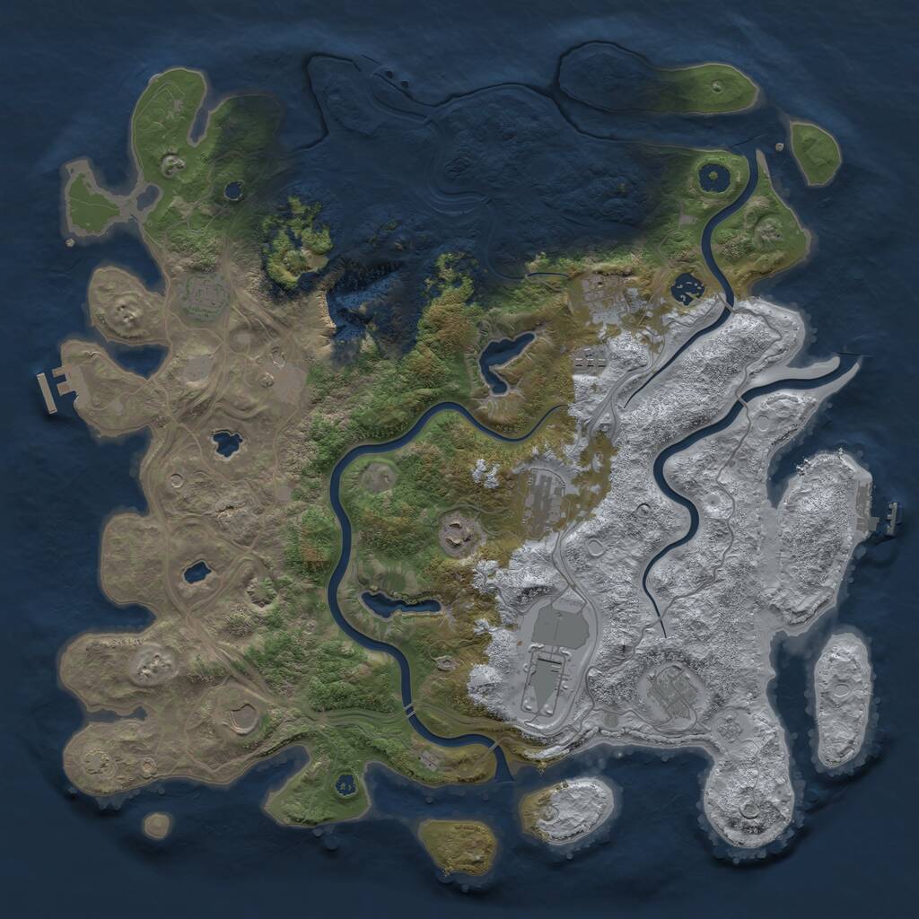 Rust Map: Procedural Map, Size: 4500, Seed: 408462325, 16 Monuments