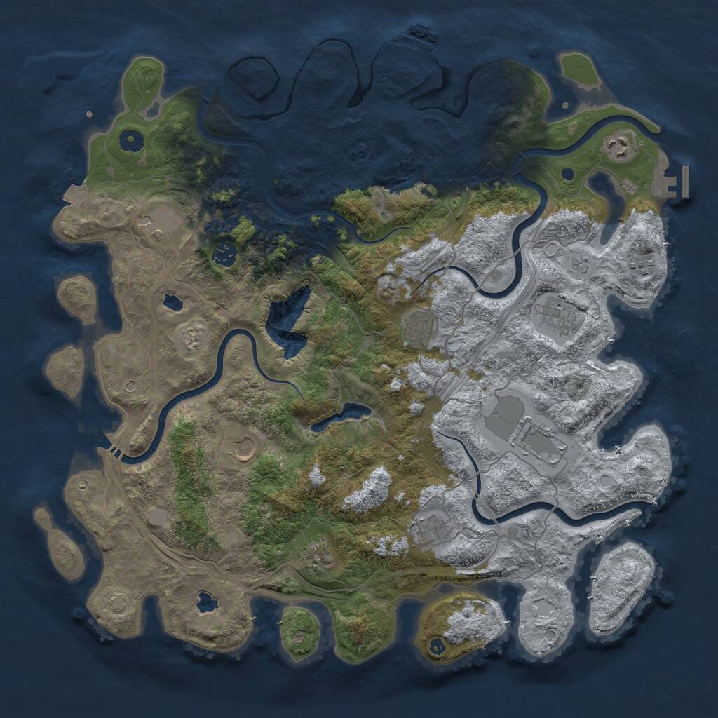 Rust Map: Procedural Map, Size: 4500, Seed: 957986805, 16 Monuments