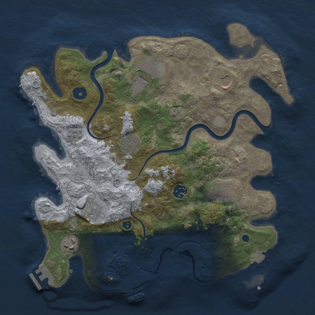 Rust Map: Procedural Map, Size: 3500, Seed: 1208747249, 14 Monuments