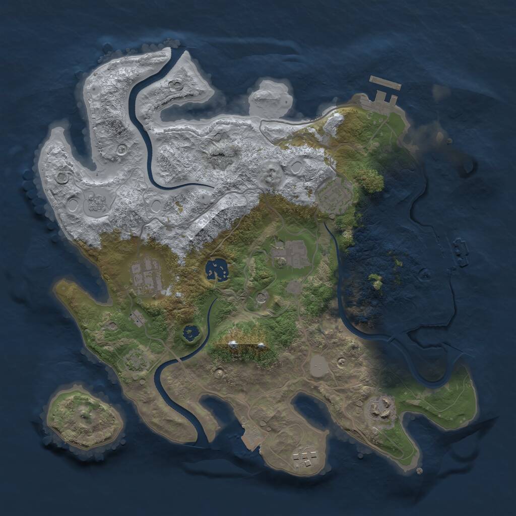 Rust Map: Procedural Map, Size: 3250, Seed: 2034566548, 12 Monuments