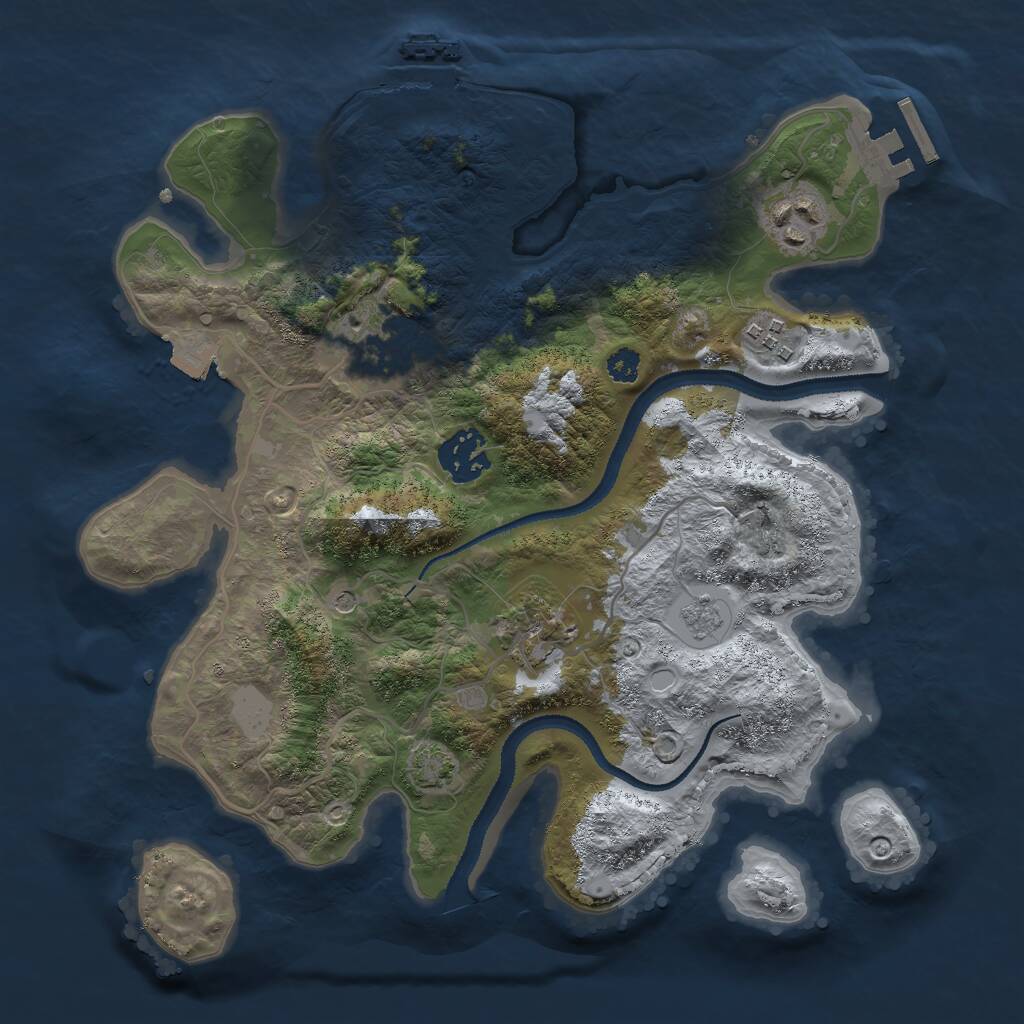 Rust Map: Procedural Map, Size: 3000, Seed: 1077452174, 11 Monuments