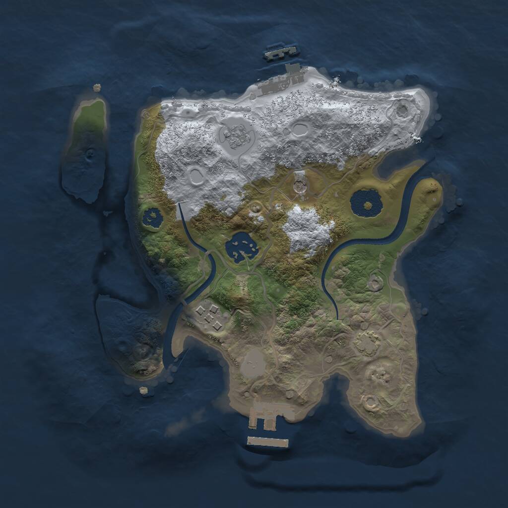 Rust Map: Procedural Map, Size: 2500, Seed: 62883, 8 Monuments