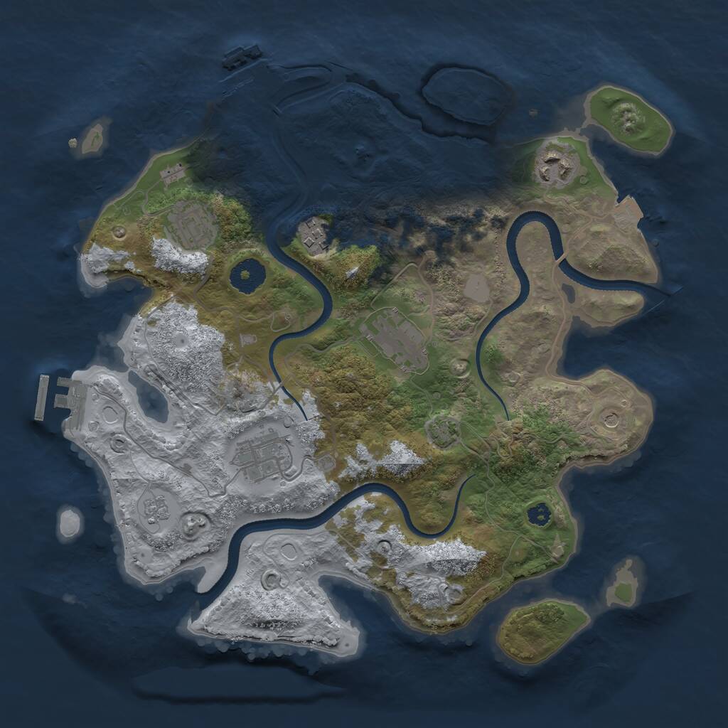 Rust Map: Procedural Map, Size: 3200, Seed: 542055196, 11 Monuments