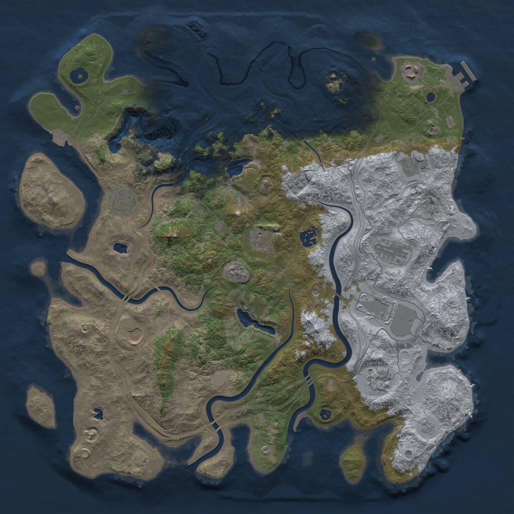 Rust Map: Procedural Map, Size: 4500, Seed: 85345737, 16 Monuments
