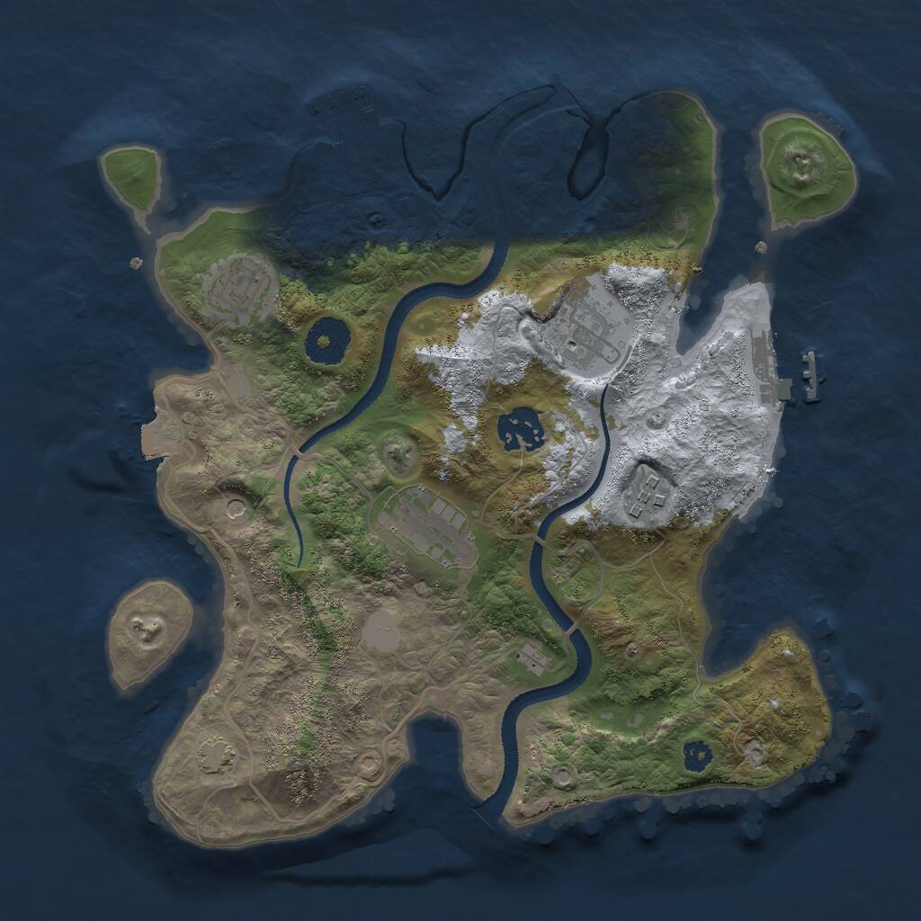 Rust Map: Procedural Map, Size: 3000, Seed: 46121093, 10 Monuments