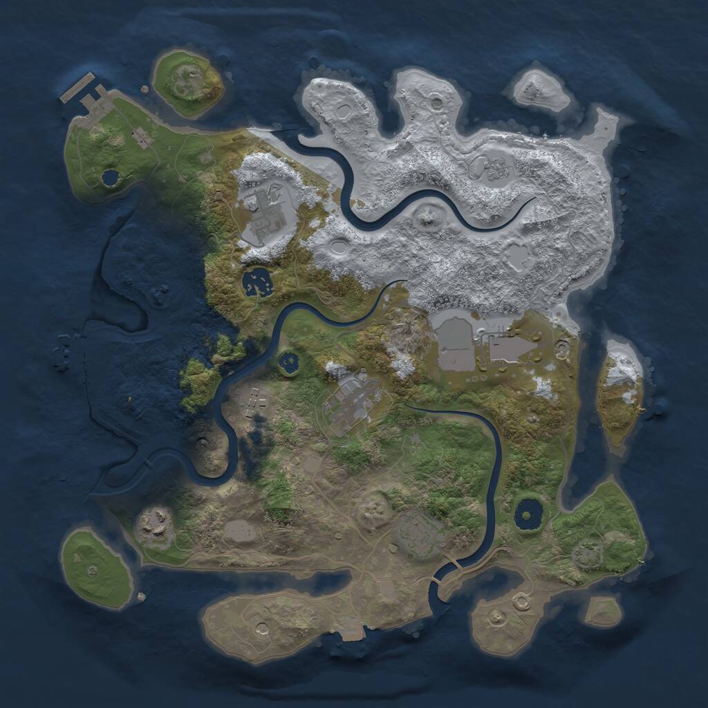 Rust Map: Procedural Map, Size: 3500, Seed: 592941344, 13 Monuments