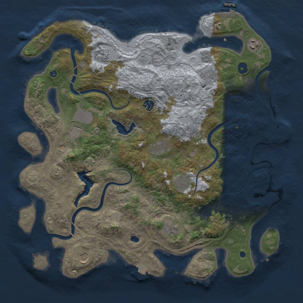 Rust Map: Procedural Map, Size: 4250, Seed: 64976597, 16 Monuments