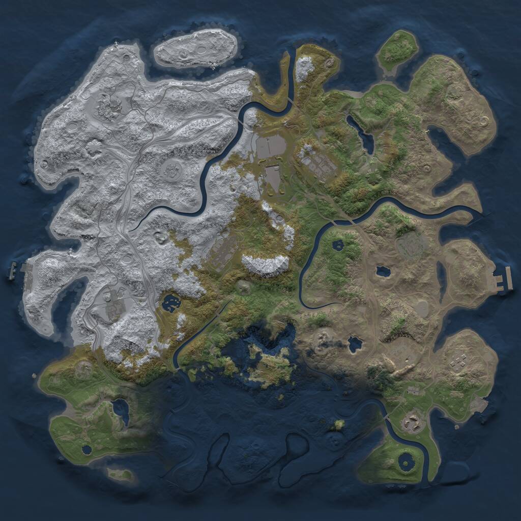 Rust Map: Procedural Map, Size: 4500, Seed: 248356511, 16 Monuments