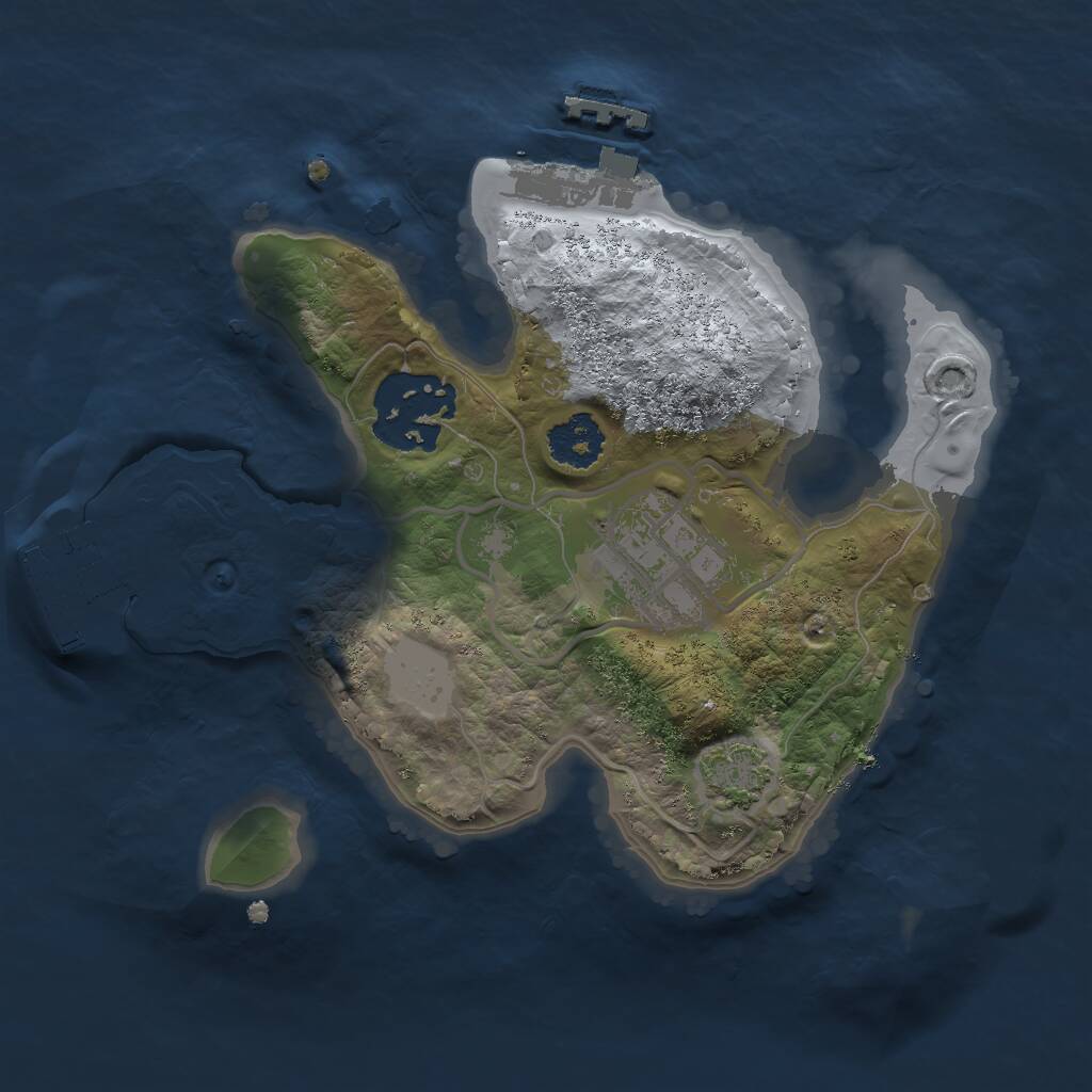 Rust Map: Procedural Map, Size: 2000, Seed: 2412457, 6 Monuments