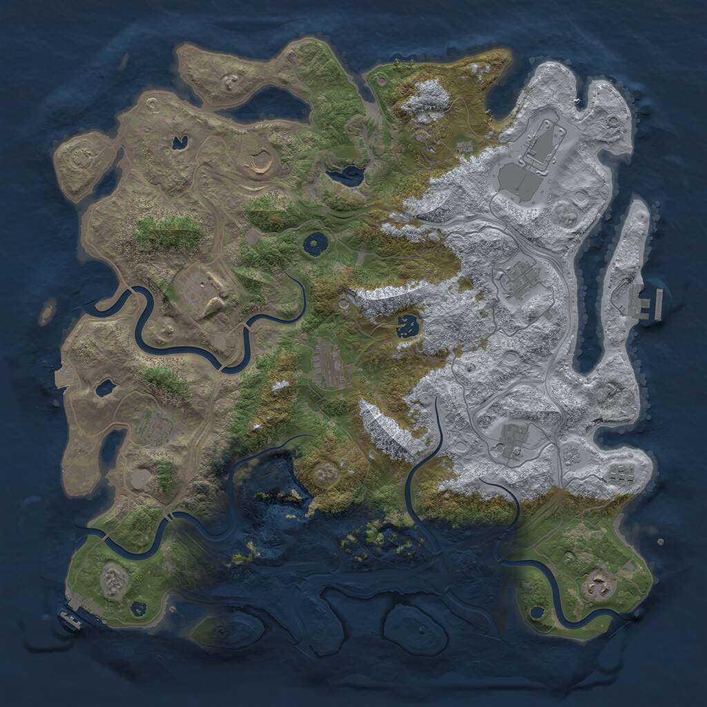 Rust Map: Procedural Map, Size: 4500, Seed: 256940637, 17 Monuments