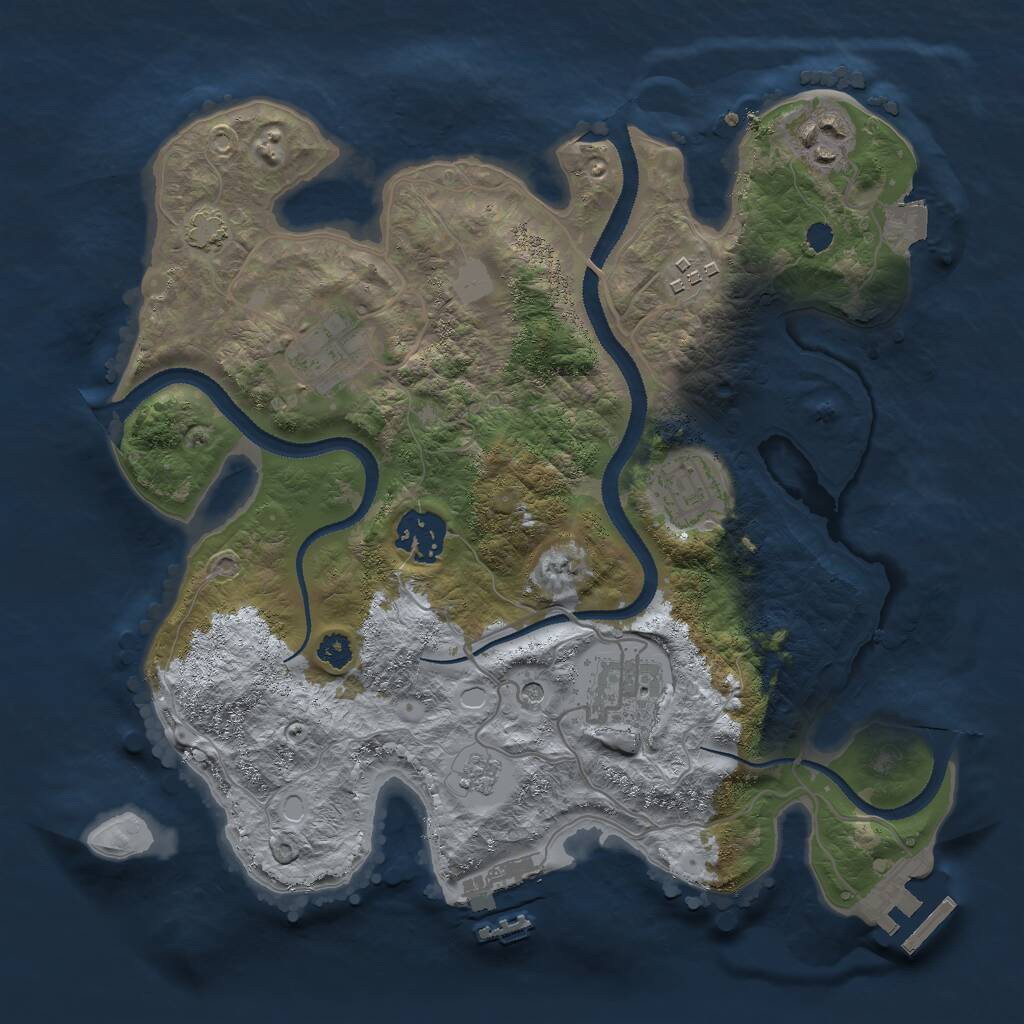 Rust Map: Procedural Map, Size: 3000, Seed: 30678, 12 Monuments