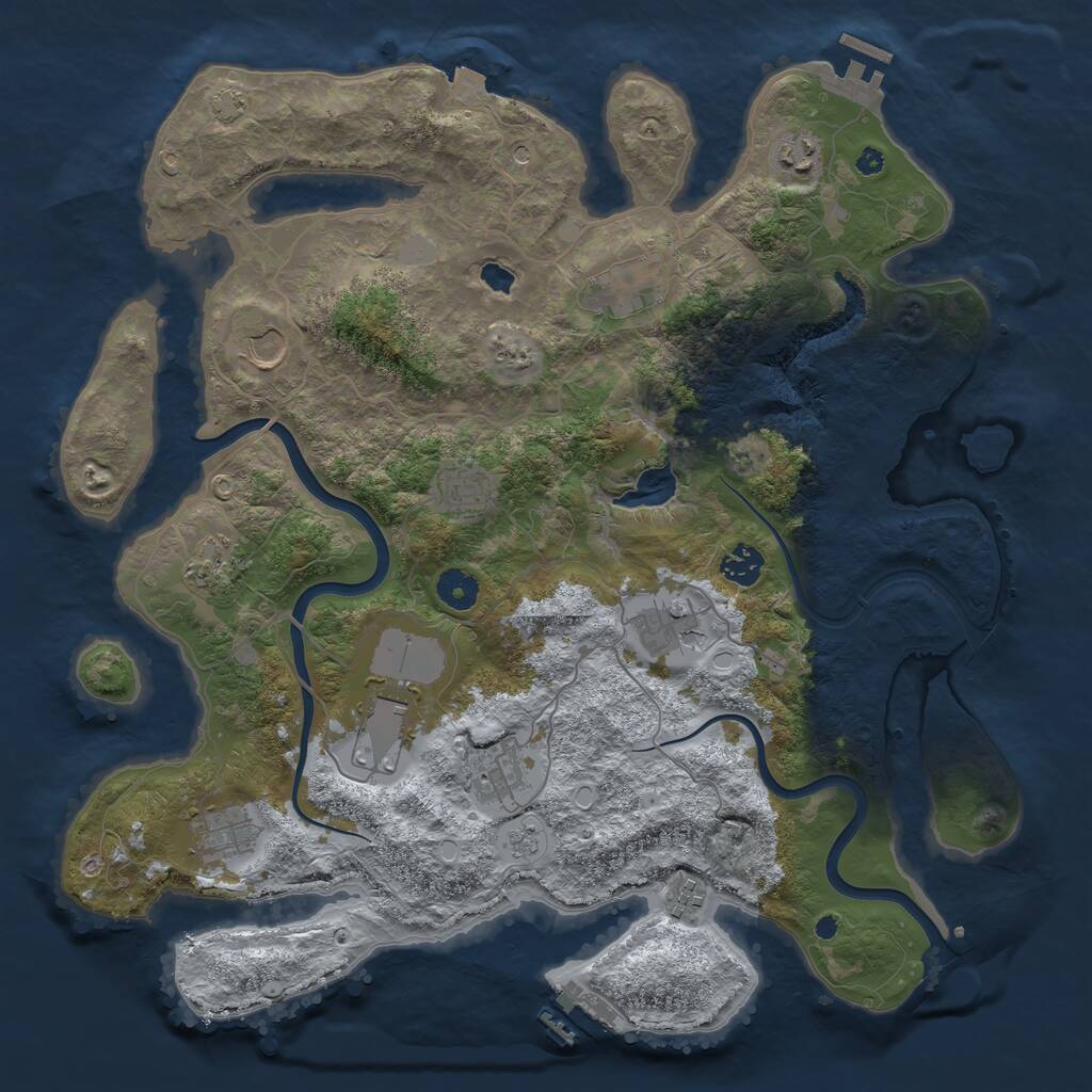 Rust Map: Procedural Map, Size: 4000, Seed: 1929328866, 17 Monuments