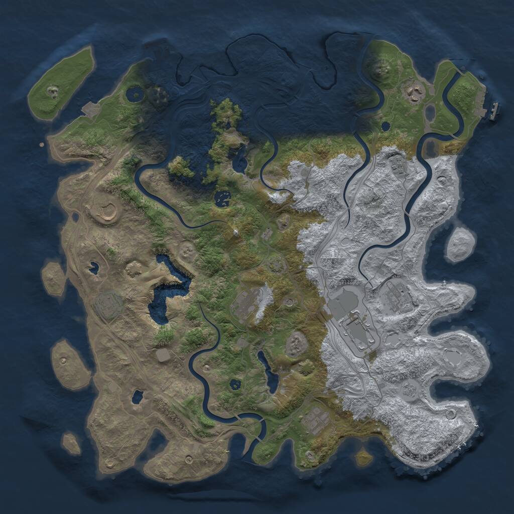 Rust Map: Procedural Map, Size: 4500, Seed: 1225036279, 15 Monuments