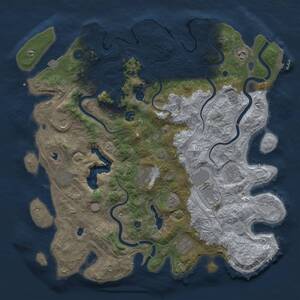 Thumbnail Rust Map: Procedural Map, Size: 4500, Seed: 1225036279, 15 Monuments