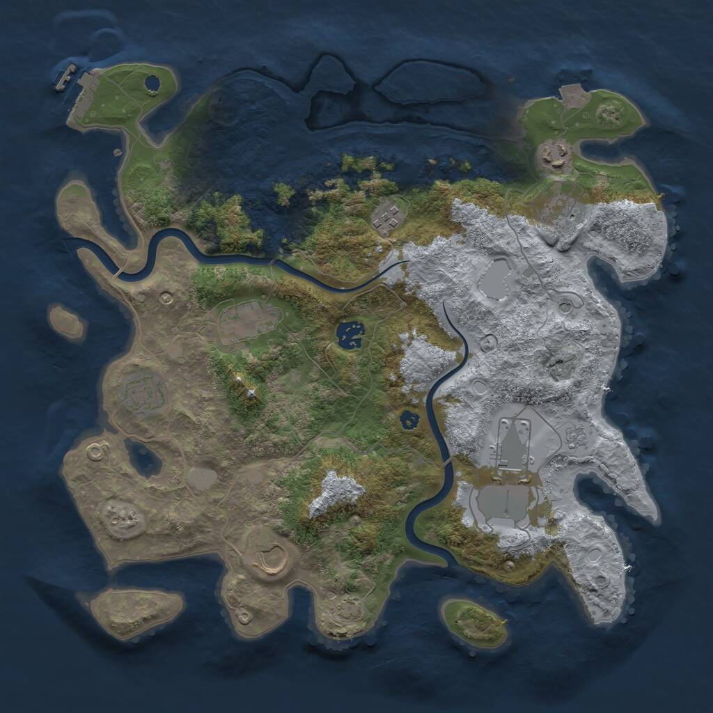 Rust Map: Procedural Map, Size: 3700, Seed: 453746221, 13 Monuments