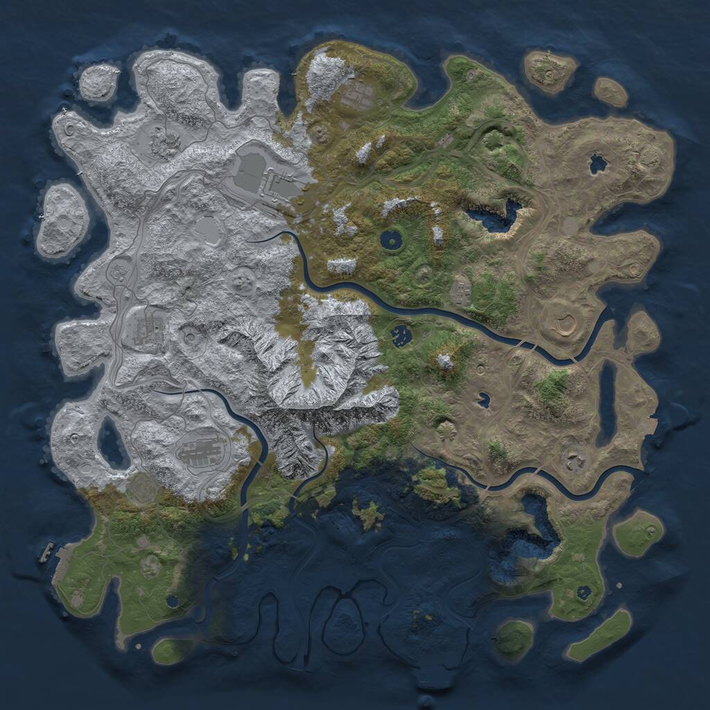 Rust Map: Procedural Map, Size: 5000, Seed: 65285471, 16 Monuments