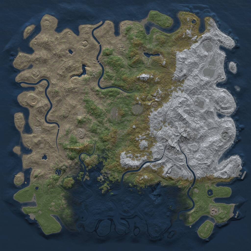 Rust Map: Procedural Map, Size: 6000, Seed: 1861970482, 17 Monuments