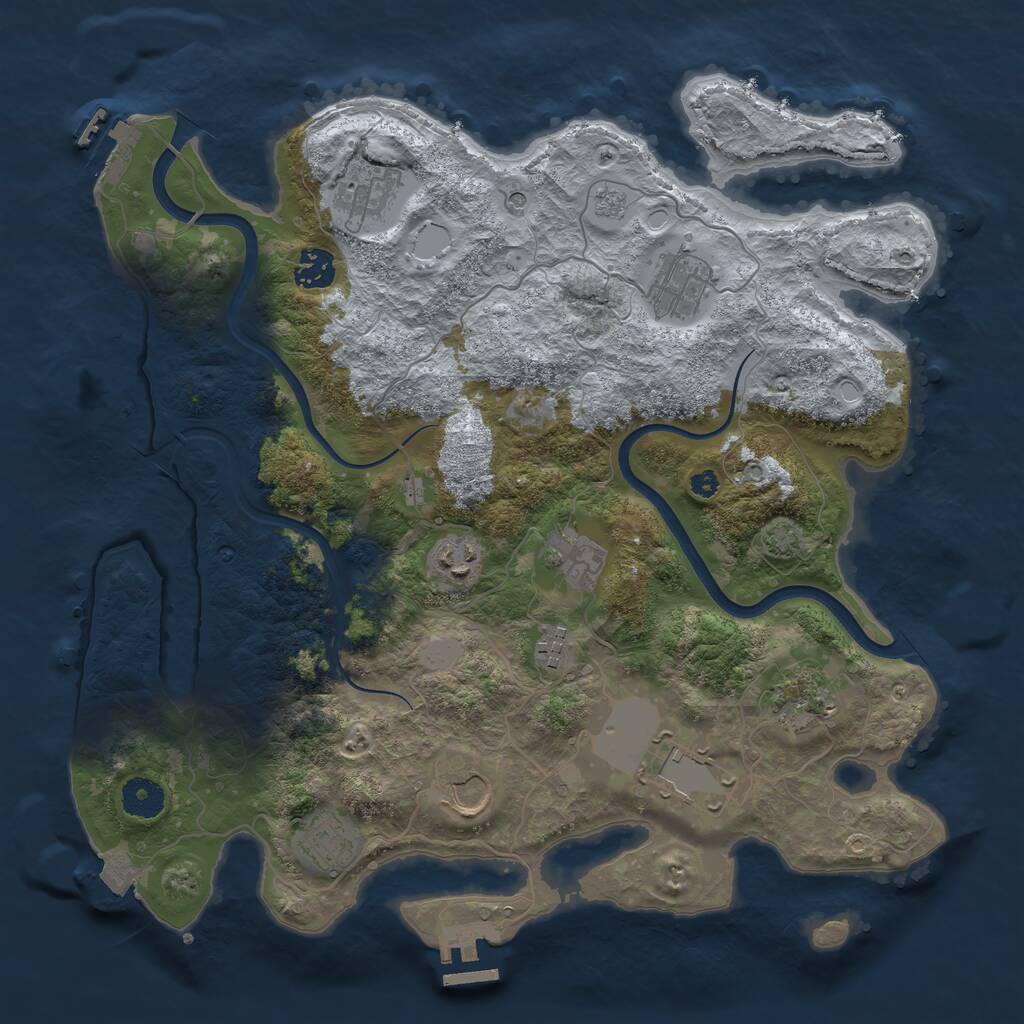 Rust Map: Procedural Map, Size: 3700, Seed: 348766913, 16 Monuments
