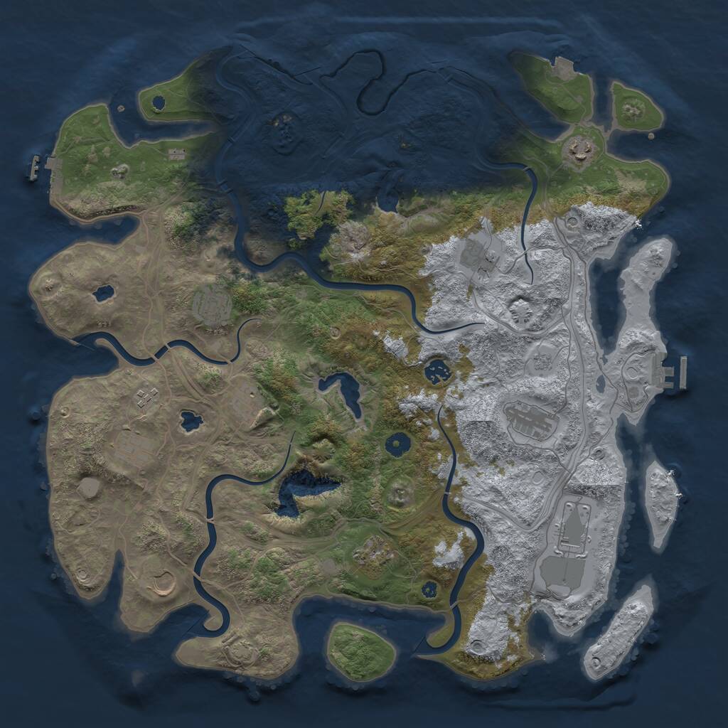 Rust Map: Procedural Map, Size: 4500, Seed: 517141556, 17 Monuments