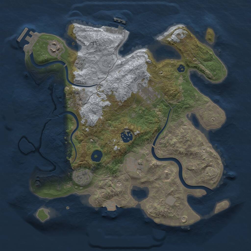 Rust Map: Procedural Map, Size: 3250, Seed: 1527607691, 12 Monuments