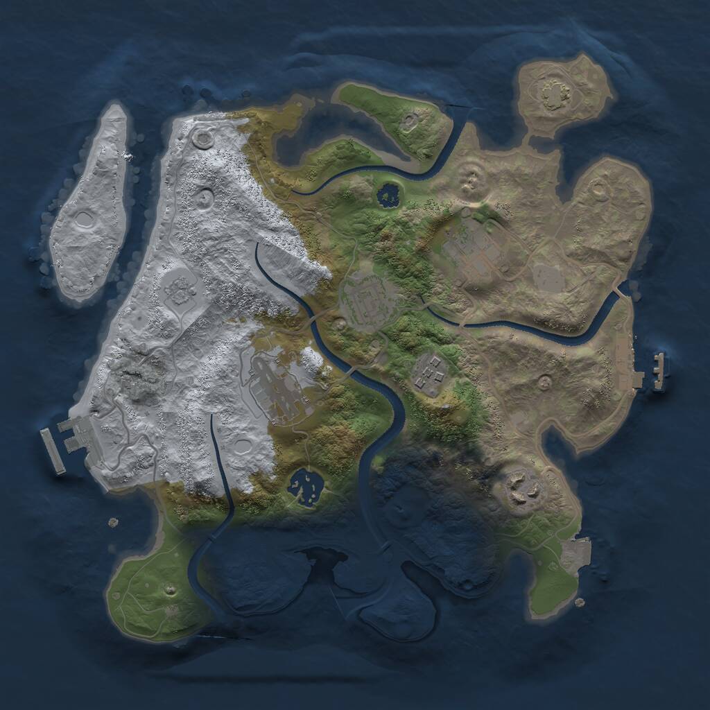 Rust Map: Procedural Map, Size: 3000, Seed: 2046682685, 11 Monuments