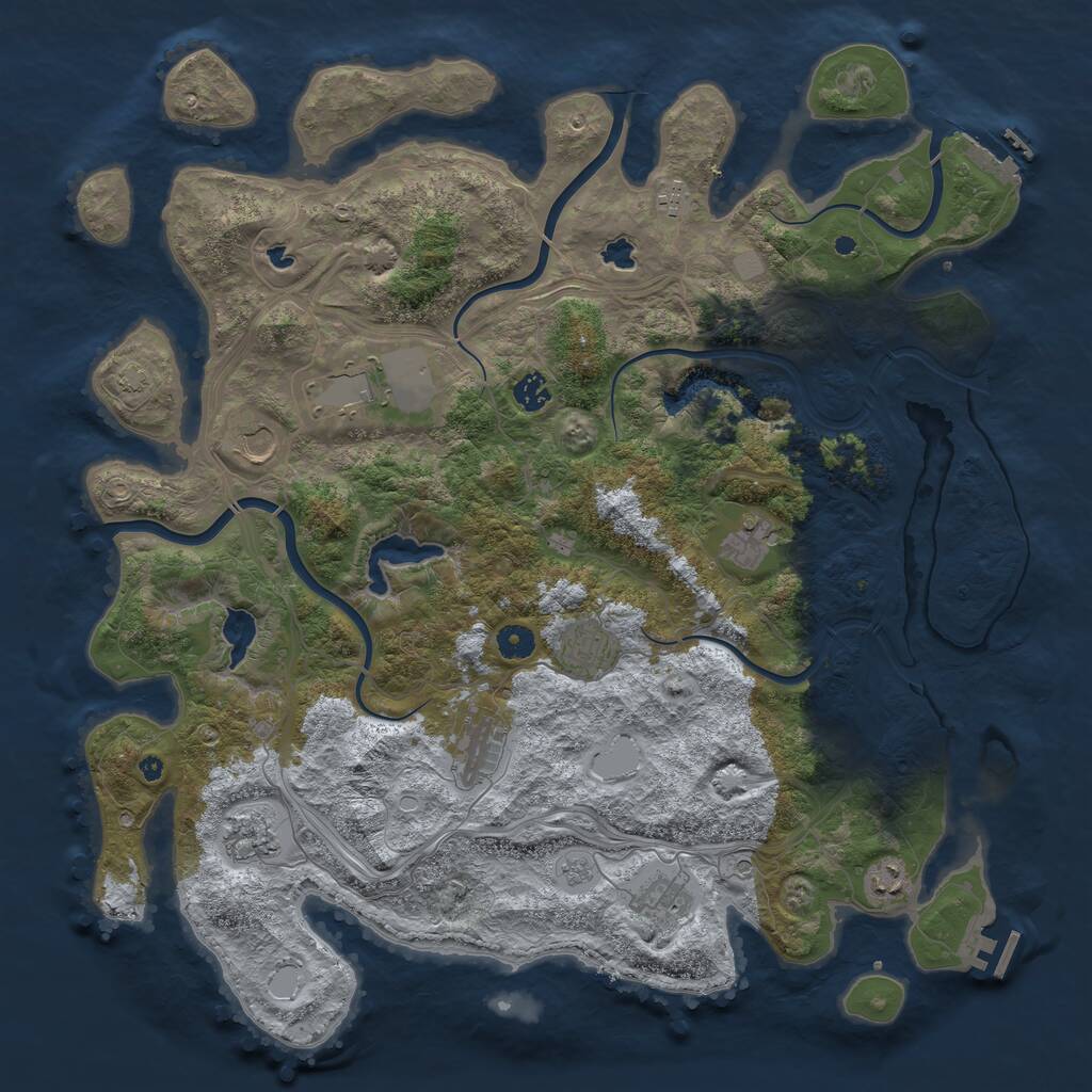Rust Map: Procedural Map, Size: 4500, Seed: 3827163, 16 Monuments