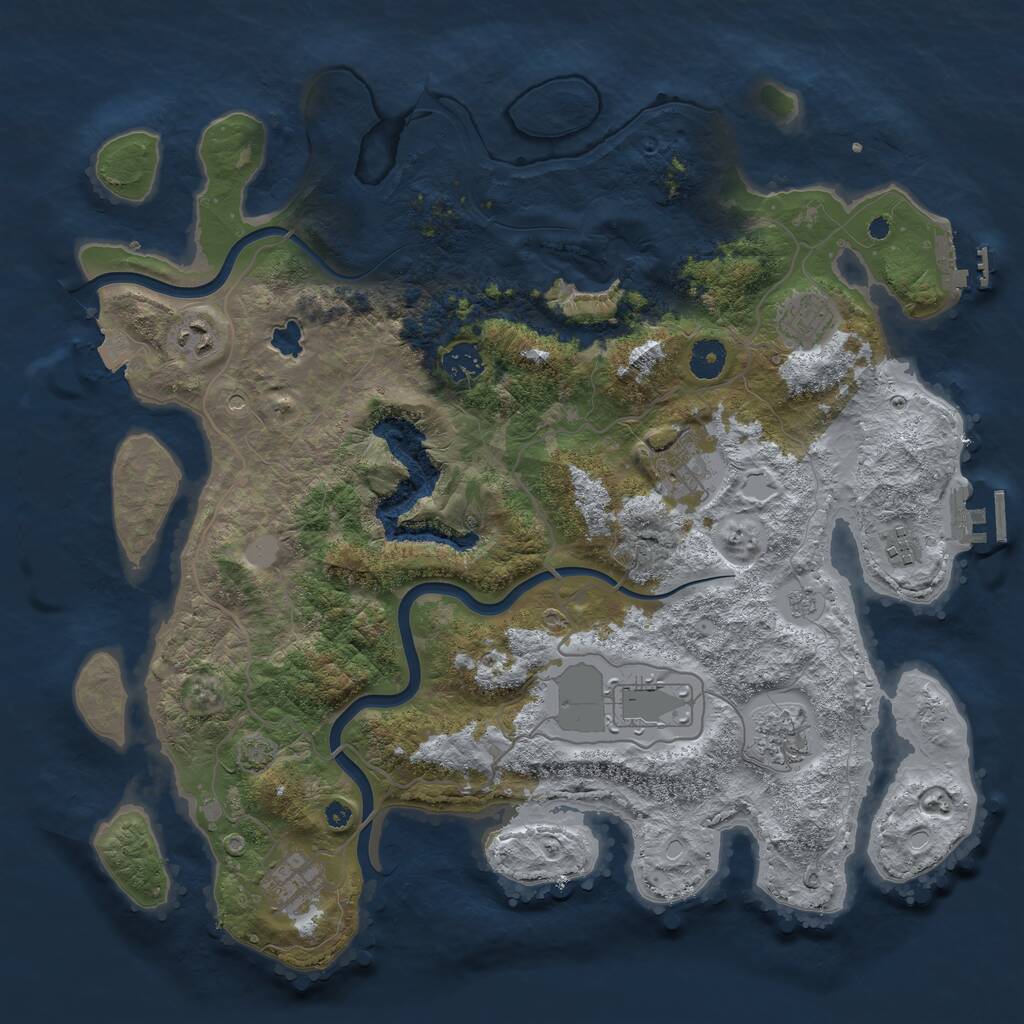 Rust Map: Procedural Map, Size: 4000, Seed: 8480, 14 Monuments