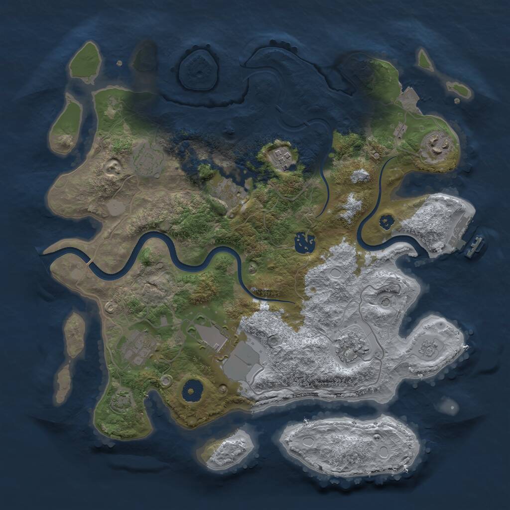 Rust Map: Procedural Map, Size: 3500, Seed: 692722910, 13 Monuments