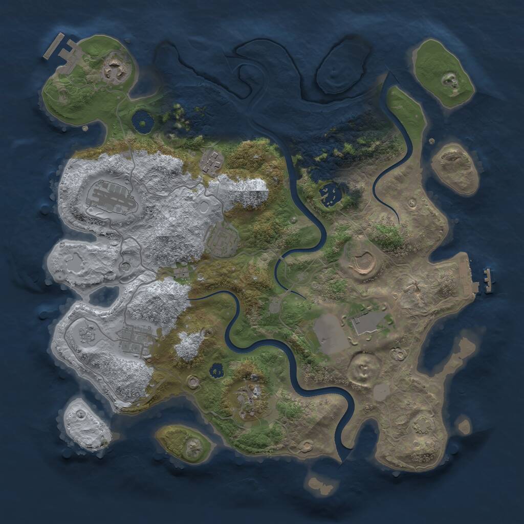 Rust Map: Procedural Map, Size: 3500, Seed: 399850453, 15 Monuments