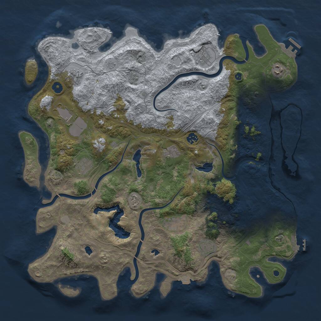 Rust Map: Procedural Map, Size: 4500, Seed: 296547, 16 Monuments
