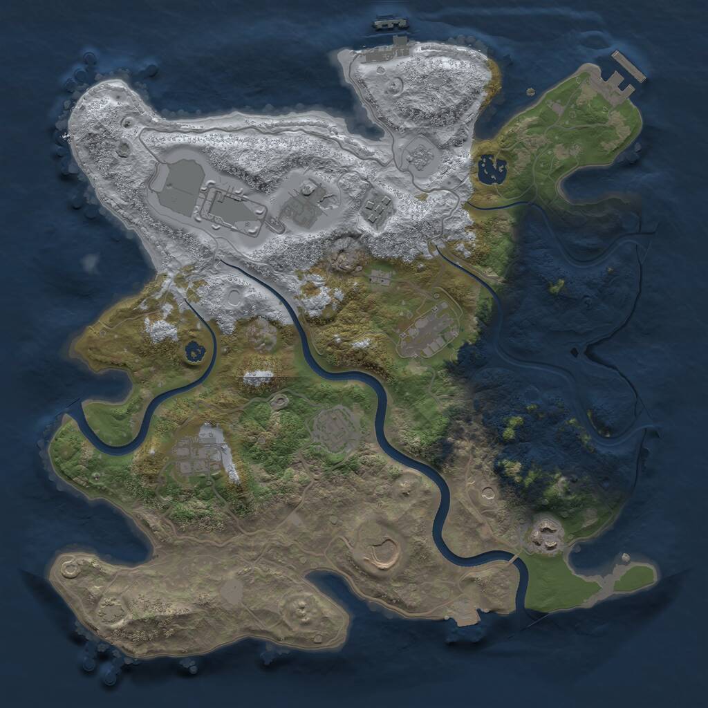 Rust Map: Procedural Map, Size: 3500, Seed: 57870265, 15 Monuments