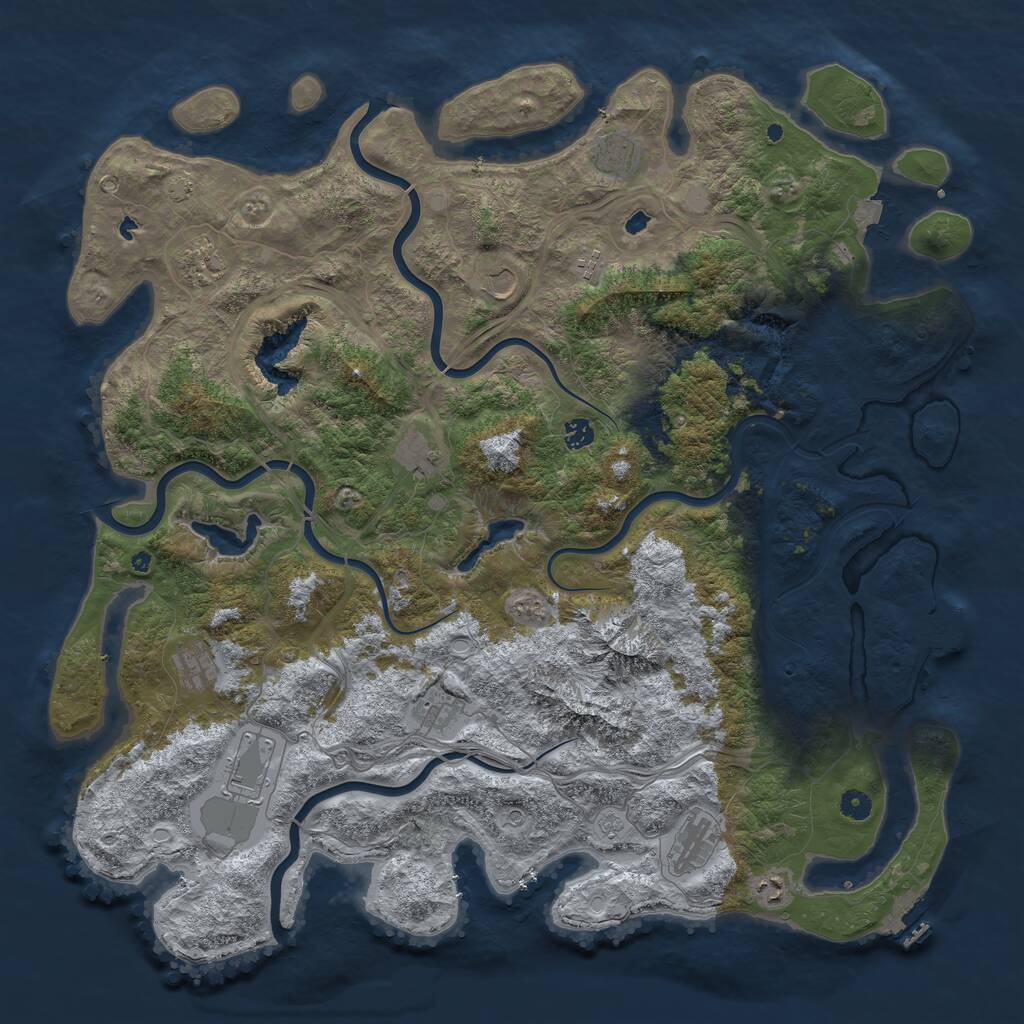 Rust Map: Procedural Map, Size: 5000, Seed: 1450775845, 17 Monuments