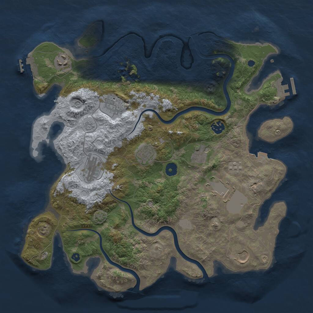Rust Map: Procedural Map, Size: 3700, Seed: 1706633341, 15 Monuments