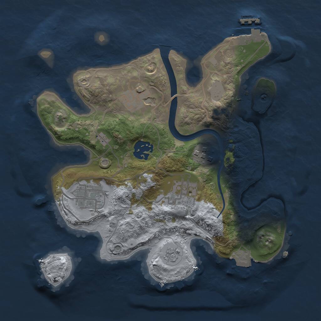 Rust Map: Procedural Map, Size: 2500, Seed: 1048052374, 8 Monuments