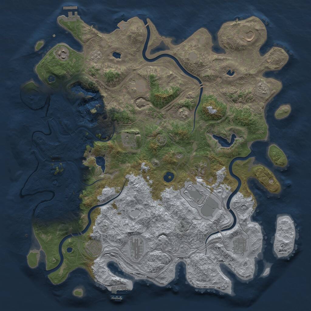 Rust Map: Procedural Map, Size: 4500, Seed: 1160807836, 16 Monuments