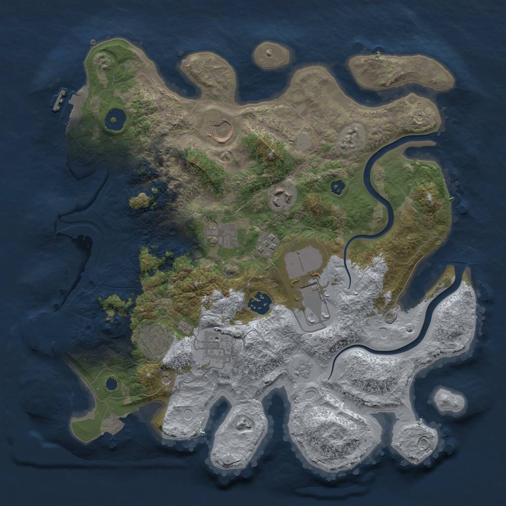Rust Map: Procedural Map, Size: 3500, Seed: 1953398474, 14 Monuments